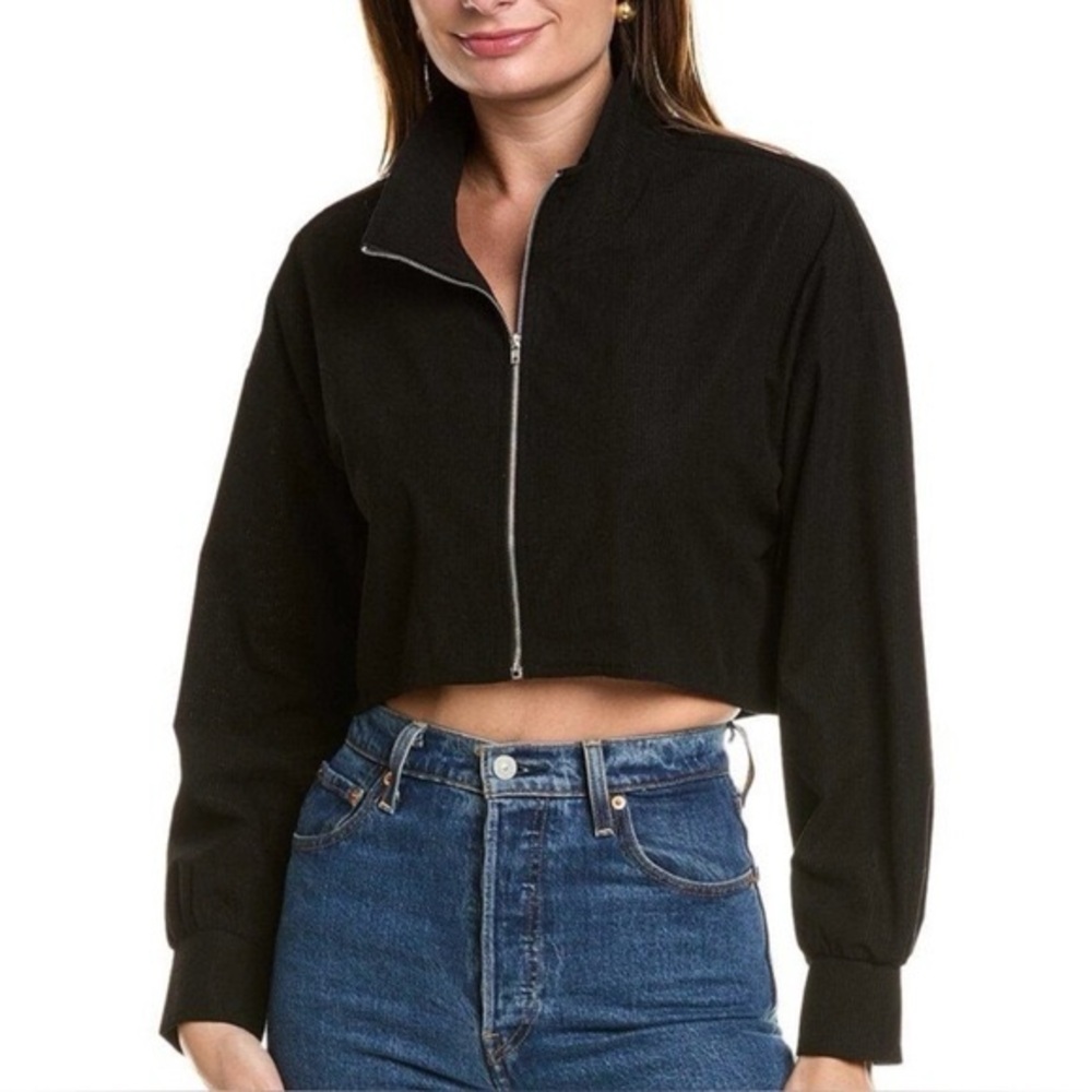 Area Stars Black‎ Waffle Crop Knit Jacket Size Large NWT